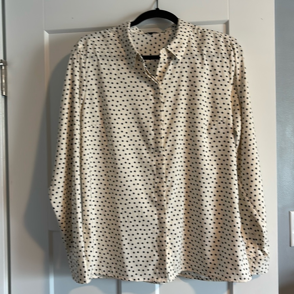 Express Cream blouse with black polka dots